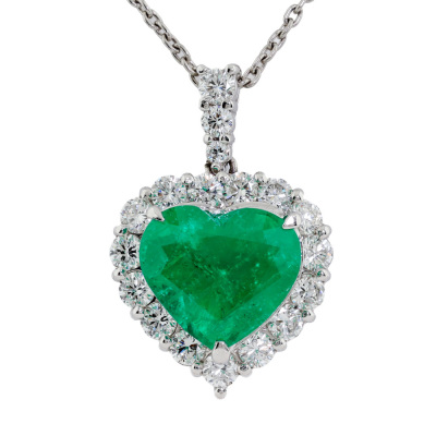3.19ct Colombian Emerald & Diamond Pendant