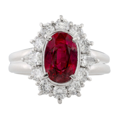 2.27ct Thai Ruby & 1.02ct Diamond Ring GIA