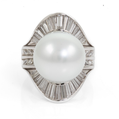 15.2mm South Sea Pearl & 2.62ct Diamond Ring