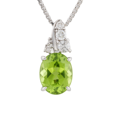 2.50ct Peridot & 0.19ct Diamond Pendant