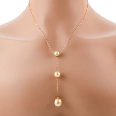12.5-9.2mm Golden South Sea Pearl Drop Necklace*
