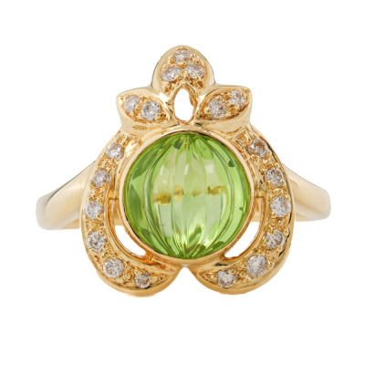 3.50ct Peridot & Diamond Ring