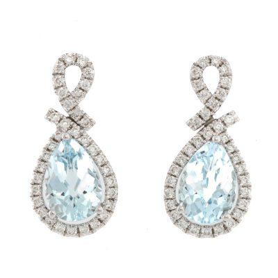 2.52ct Aquamarine & Diamond Earrings*