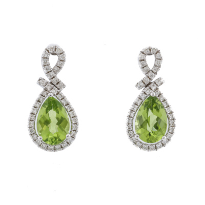 2.94ct Peridot & Diamond Earrings*