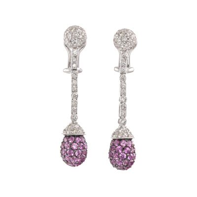 3.33ct Pink Sapphire & Diamond Earrings
