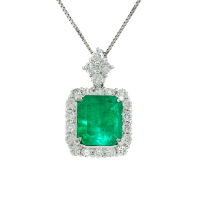 2.03ct Colombian Emerald & Diamond Pendant