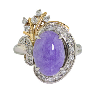 4.78ct Lavender Jade & Diamond Ring