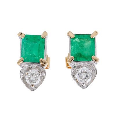 1.20ct Emerald & Diamond Earrings*