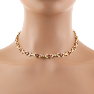 6.80ct Ruby & 4.75ct Diamond 18ct Gold Necklace