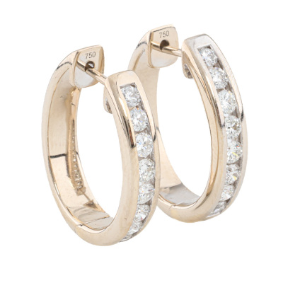 0.80ct Diamond Hoop Earrings 18ct Gold