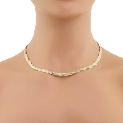 14ct Gold Two-tone Flat Necklace 11.5g