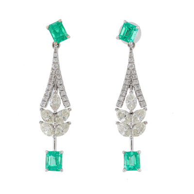 1.36ct Emerald & Diamond Earrings