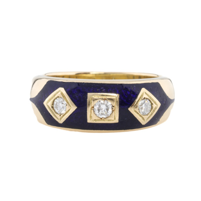 Diamond Enamel Gold Ring