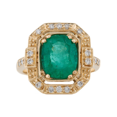 3.63ct Zambian Emerald & Diamond Ring