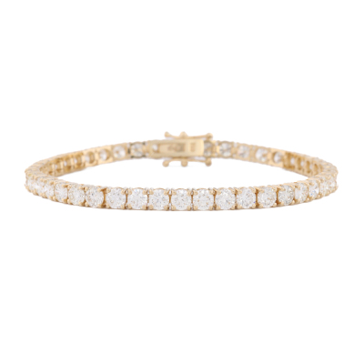 11.09ct Round Diamond Tennis Gold Bracelet