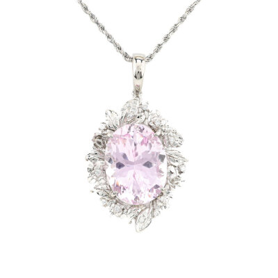 27.35ct Kunzite & Diamond Pendant