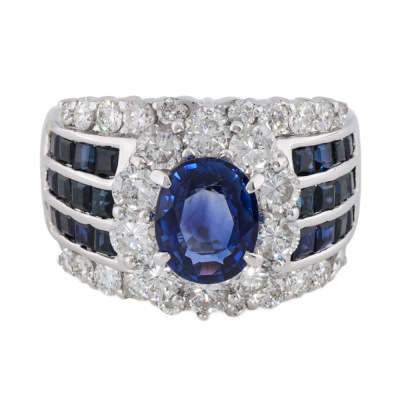 3.61ct Sapphire & 1.85ct Diamond Ring