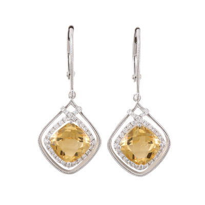 2.65ct Citrine & Diamond Earrings*