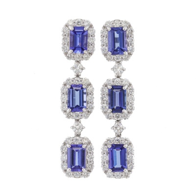 2.95ct Tanzanite & 1.48ct Diamond Earrings