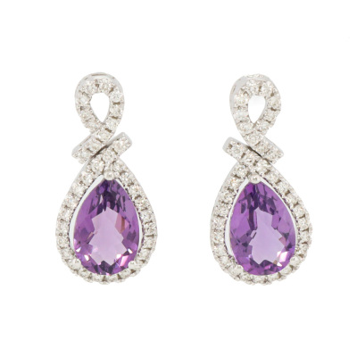 2.62ct Amethyst and Diamond Earrings