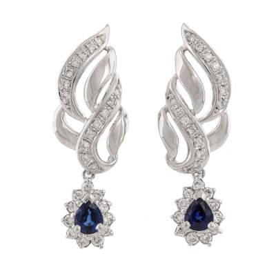 Pear Shape Sapphire & Diamond Earrings*