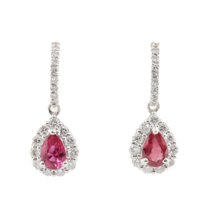 Pear Shape Ruby & Diamond Earrings*