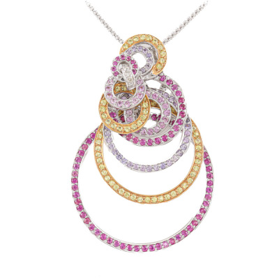 Sapphire & Diamond Overlapping Hoop Pendant