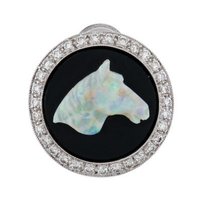 14.11ct White Opal & Diamond Brooch
