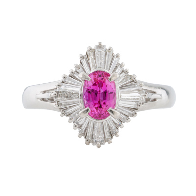 Oval Pink Sapphire & Diamond Ring*
