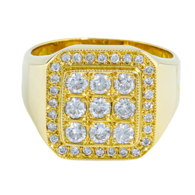 1.00ct Diamond Mens Ring 18ct Yellow Gold 14.1g