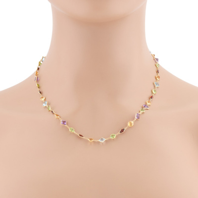 Multicolour Gemstones Necklace 18ct Gold