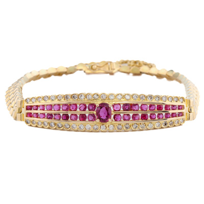 1.50ct Ruby & Diamond 18ct Gold Bracelet 22g