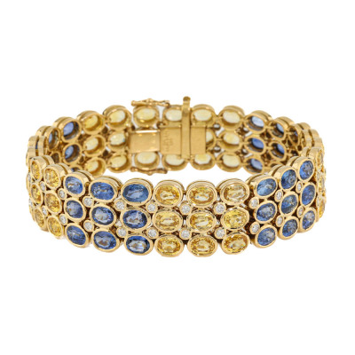 48.64ct Sapphire Gold Bracelet, 18ct 66.3g