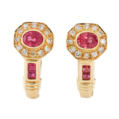 0.78ct Ruby & Diamond Earrings 18ct Gold