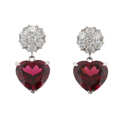 7.83ct Garnet & 1.00ct Diamond Earrings