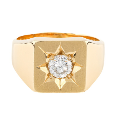 Diamond 0.73ct Mens 18ct Gold Ring 16.4g