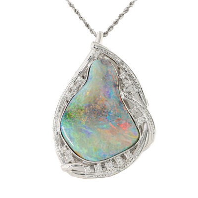 34.21ct Boulder Opal & Diamond Pendant