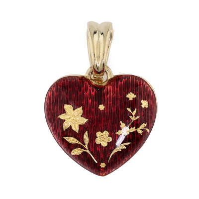 Faberge Enamel Heart Enhancer Pendant