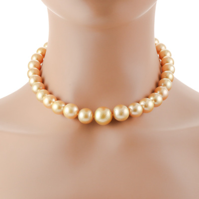 15.3 - 10.8mm Golden South Sea Pearl Necklace