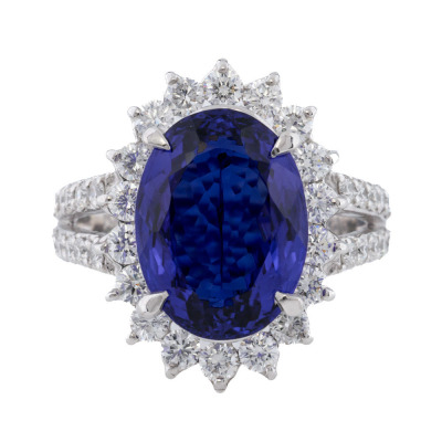 6.52ct Tanzanite & 1.21ct Diamond Ring