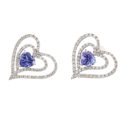2.34ct Tanzanite & 1.30ct Diamond Earrings