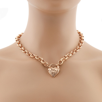 Heart Padlock Necklace 9ct Gold 22.7g