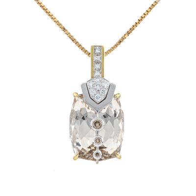 29.94ct Topaz & Diamond Pendant 18ct Gold