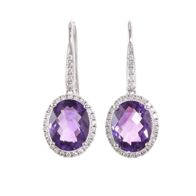 3.11ct Amethyst and Diamond Earrings