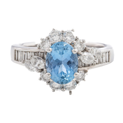 1.25ct Aquamarine & Diamond Ring Platinum
