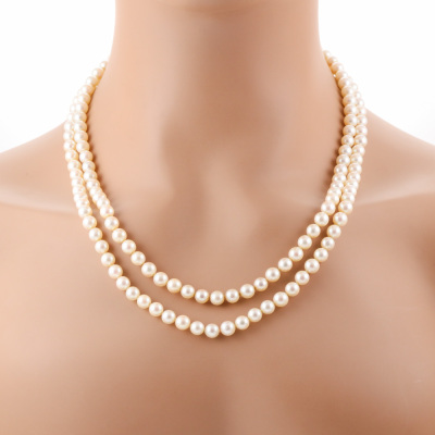 Two Row 6mm Cultured Pearl Strand Necklace