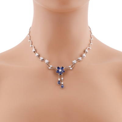 4.82ct Sapphire & 1.15ct Diamond Necklace, 18ct 22g