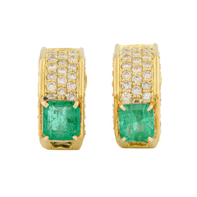 2.29ct Emerald & Diamond Earrings