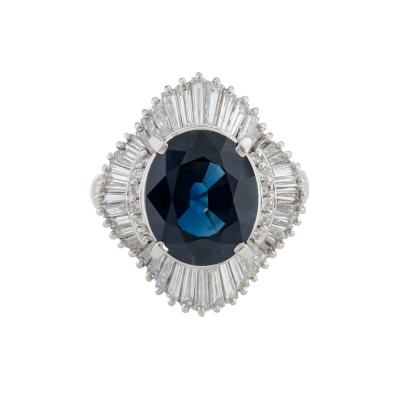 6.20ct Sapphire & 1.67ct Diamond Ring