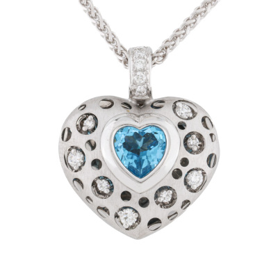 1.50ct Topaz & Diamond Pendant 18ct Gold 14.3g